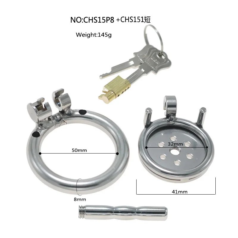 Stainless Steel Flat Chastity Lock with Urethra Short/long Tube Hollow Breathable Penis Cage CB Chastity Device Male Erotic Toys