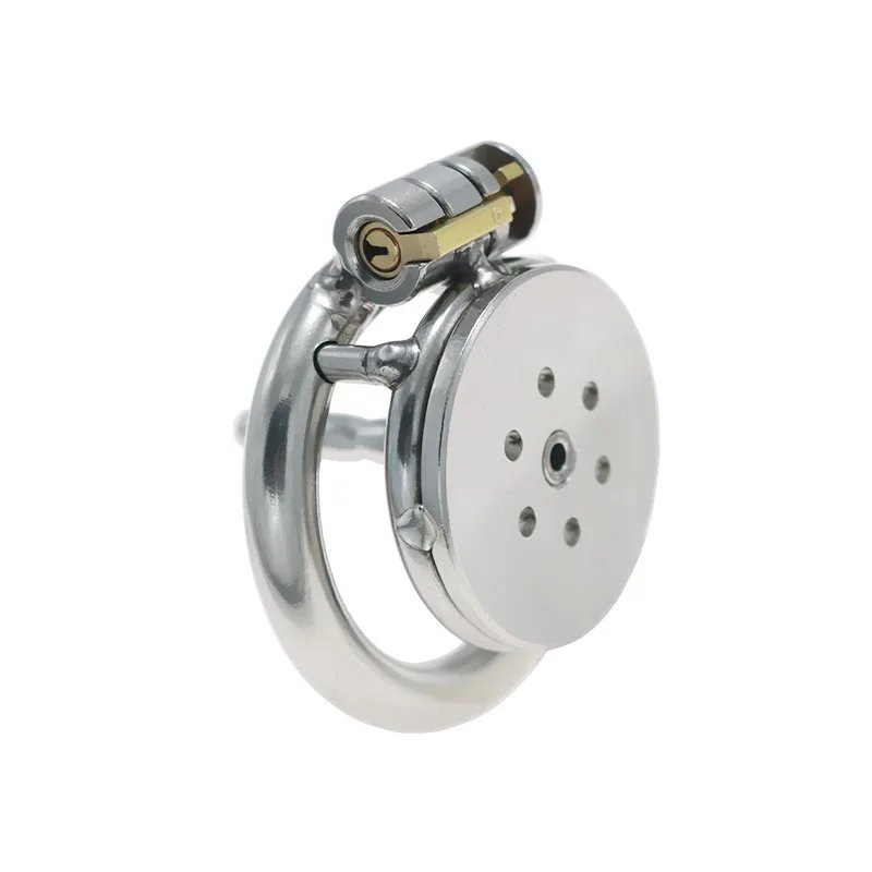 Stainless Steel Flat Chastity Lock with Urethra Short/long Tube Hollow Breathable Penis Cage CB Chastity Device Male Erotic Toys