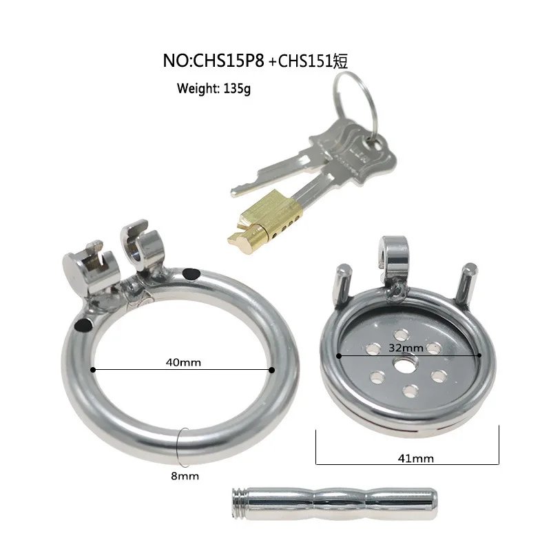 Stainless Steel Flat Chastity Lock with Urethra Short/long Tube Hollow Breathable Penis Cage CB Chastity Device Male Erotic Toys