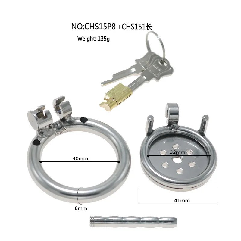 Stainless Steel Flat Chastity Lock with Urethra Short/long Tube Hollow Breathable Penis Cage CB Chastity Device Male Erotic Toys
