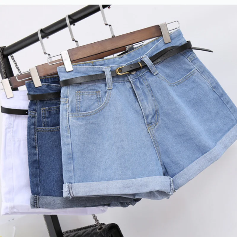 Summer Women Clothing High Waisted Short Jeans Cotton For Female Loose Leg Wide Pants Booty Shorts Denim 2024 New