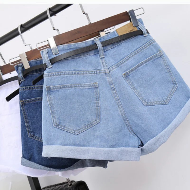 Summer Women Clothing High Waisted Short Jeans Cotton For Female Loose Leg Wide Pants Booty Shorts Denim 2024 New