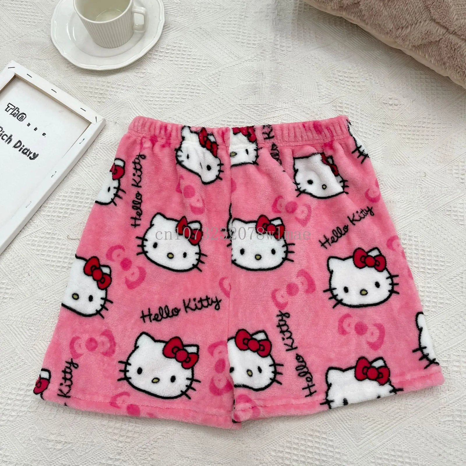 Women Y2k Flannel Pajamas Shorts Cartoon Hello Kitty Fashion Trousers Kawaii Short Pants Elastic Waist Button Casual Home Pants Women Y2k Flannel Pajamas Shorts Cartoon Hello Kitty Fashion Trousers Kawaii Short Pants Elastic Waist Button Casual Home Pants