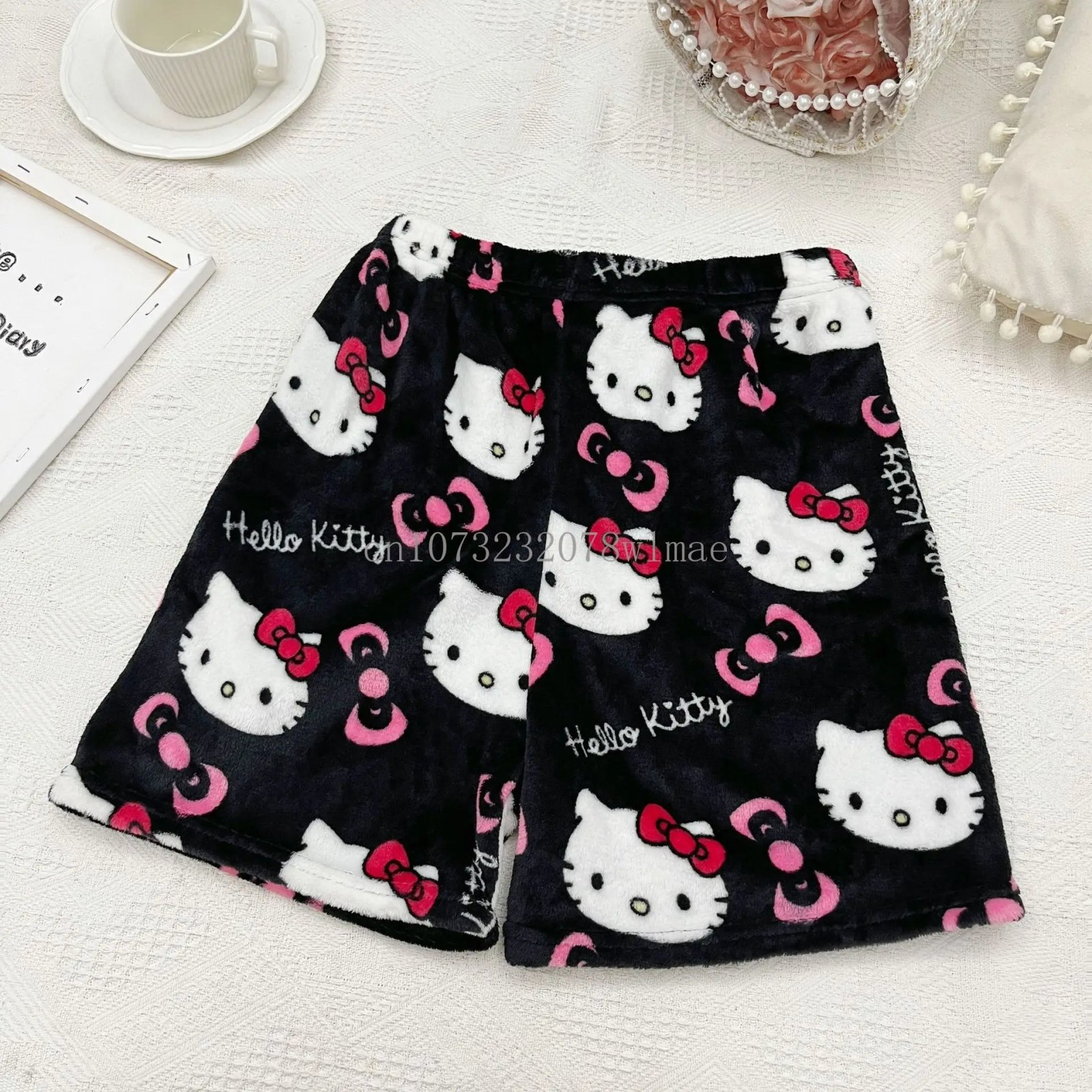 Women Y2k Flannel Pajamas Shorts Cartoon Hello Kitty Fashion Trousers Kawaii Short Pants Elastic Waist Button Casual Home Pants Women Y2k Flannel Pajamas Shorts Cartoon Hello Kitty Fashion Trousers Kawaii Short Pants Elastic Waist Button Casual Home Pants