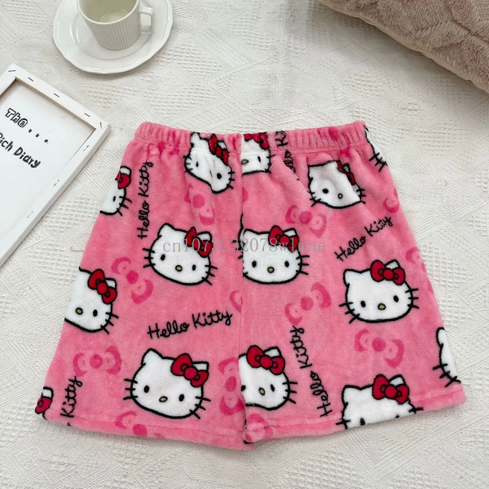 Women Y2k Flannel Pajamas Shorts Cartoon Hello Kitty Fashion Trousers Kawaii Short Pants Elastic Waist Button Casual Home Pants Women Y2k Flannel Pajamas Shorts Cartoon Hello Kitty Fashion Trousers Kawaii Short Pants Elastic Waist Button Casual Home Pants
