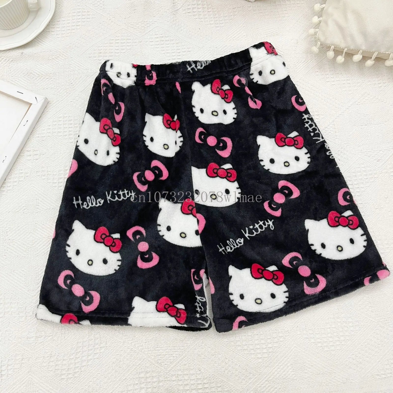 Women Y2k Flannel Pajamas Shorts Cartoon Hello Kitty Fashion Trousers Kawaii Short Pants Elastic Waist Button Casual Home Pants Women Y2k Flannel Pajamas Shorts Cartoon Hello Kitty Fashion Trousers Kawaii Short Pants Elastic Waist Button Casual Home Pants