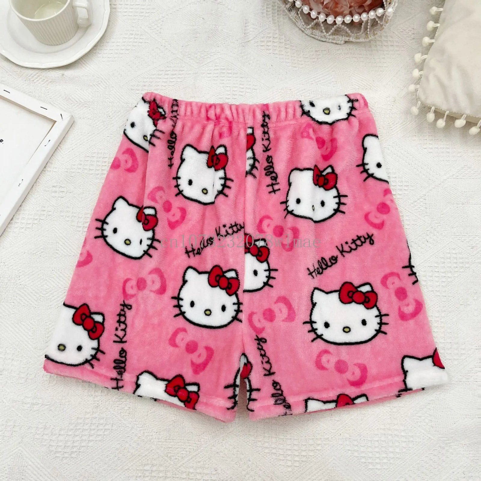 Women Y2k Flannel Pajamas Shorts Cartoon Hello Kitty Fashion Trousers Kawaii Short Pants Elastic Waist Button Casual Home Pants Women Y2k Flannel Pajamas Shorts Cartoon Hello Kitty Fashion Trousers Kawaii Short Pants Elastic Waist Button Casual Home Pants