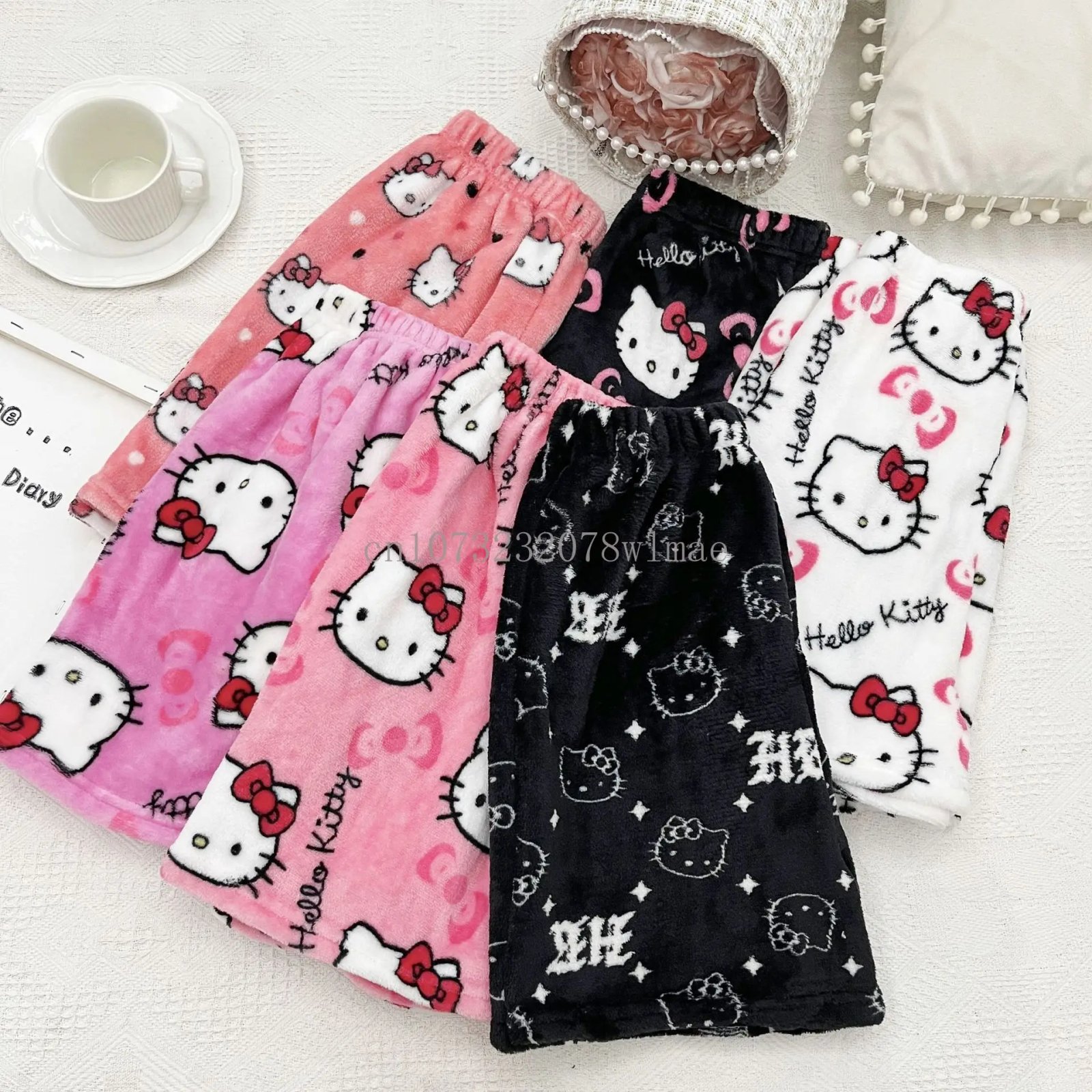 Women Y2k Flannel Pajamas Shorts Cartoon Hello Kitty Fashion Trousers Kawaii Short Pants Elastic Waist Button Casual Home Pants Women Y2k Flannel Pajamas Shorts Cartoon Hello Kitty Fashion Trousers Kawaii Short Pants Elastic Waist Button Casual Home Pants