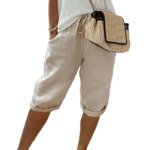 Women Shorts Vintage Style Loose Drawstring Knee-length Pants for Ladies Breathable Elastic Waist with Pockets A Wardrobe - Image 5