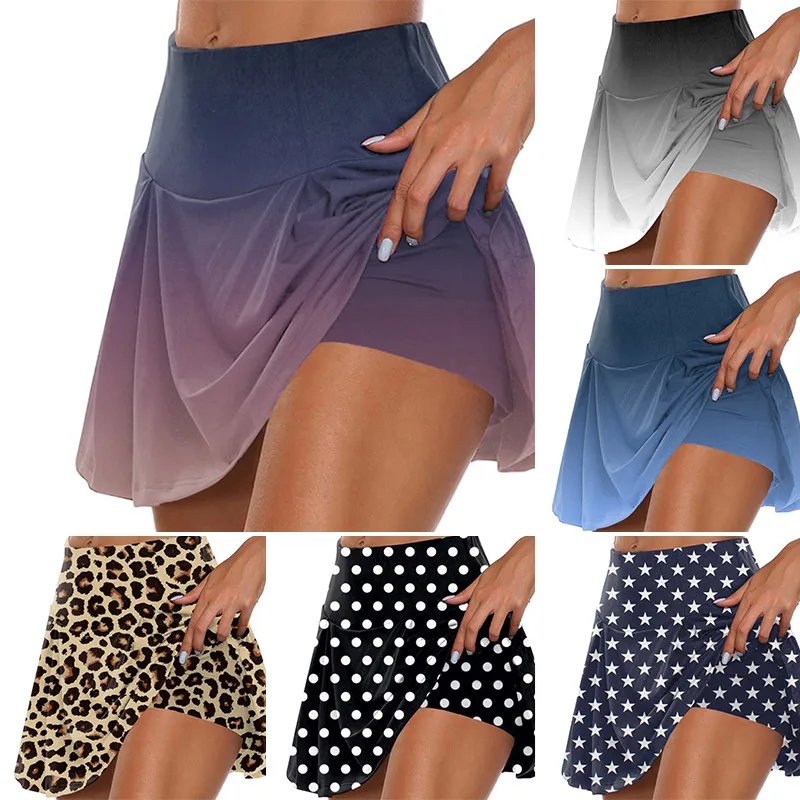 Summer Women Polka Dots Print Skirts Shorts Yoga Shorts Fitness Skirts Girl High Waist Casual Cycling Running Sports Dance Skirt