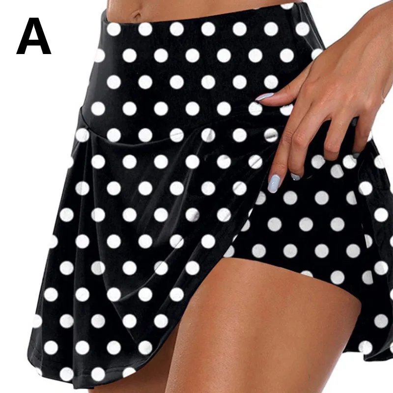 Summer Women Polka Dots Print Skirts Shorts Yoga Shorts Fitness Skirts Girl High Waist Casual Cycling Running Sports Dance Skirt