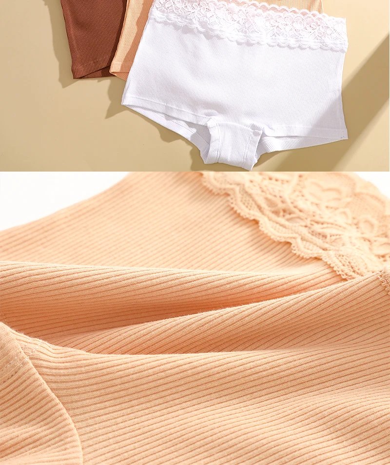 FINETOO Cotton Breathable Panties Patchwork Lace Panty Low Waisted Underwear Skin Friendly Four shorts Women Flat Corner Pants FINETOO Cotton Breathable Panties Patchwork Lace Panty Low Waisted Underwear Skin Friendly Four shorts Women Flat Corner Pants