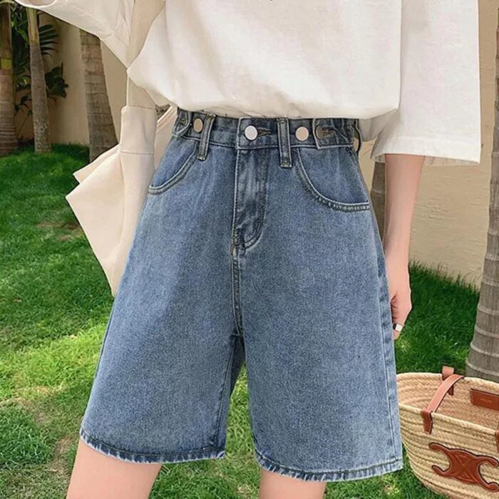 Denim Shorts Women Streetwear High Waist Summer Korean New Harajuku Solid Casual Y2K Female Fashion Baggy - Image 4