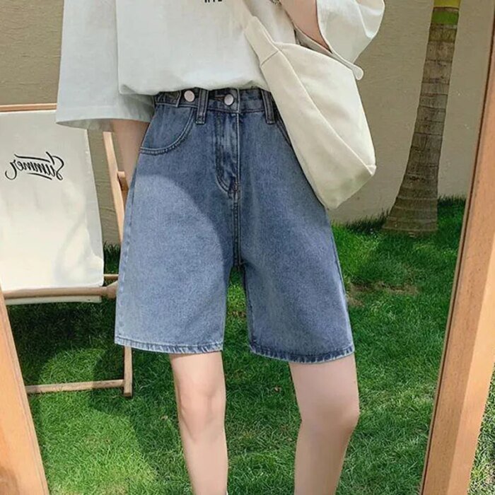 Denim Shorts Women Streetwear High Waist Summer Korean New Harajuku Solid Casual Y2K Female Fashion Baggy - Image 3