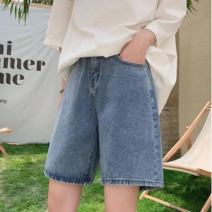 Denim Shorts Women Streetwear High Waist Summer Korean New Harajuku Solid Casual Y2K Female Fashion Baggy - Image 5