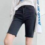 Women High Waist Denim Shorts 2024 Summer Thin Ladies Stretch Skinny Jean Short Pants Solid Color Female Casual Biker Shorts