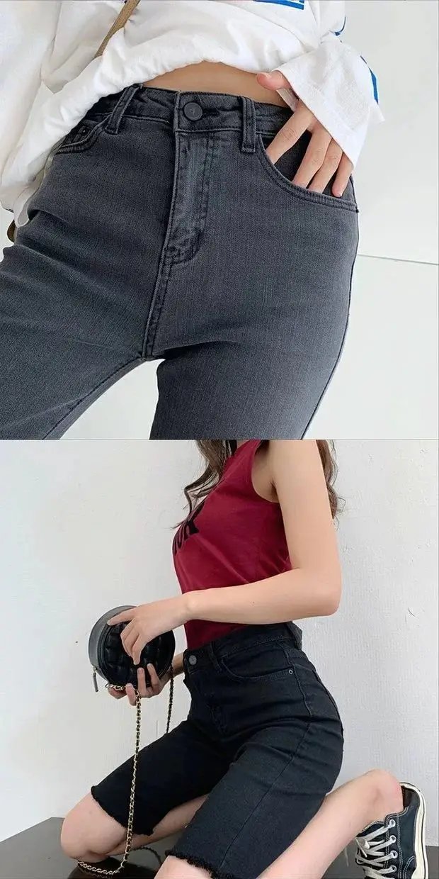 Women High Waist Denim Shorts 2024 Summer Thin Ladies Stretch Skinny Jean Short Pants Solid Color Female Casual Biker Shorts Women High Waist Denim Shorts 2024 Summer Thin Ladies Stretch Skinny Jean Short Pants Solid Color Female Casual Biker Shorts