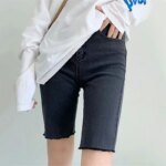 Women High Waist Denim Shorts 2024 Summer Thin Ladies Stretch Skinny Jean Short Pants Solid Color Female Casual Biker Shorts - Image 4