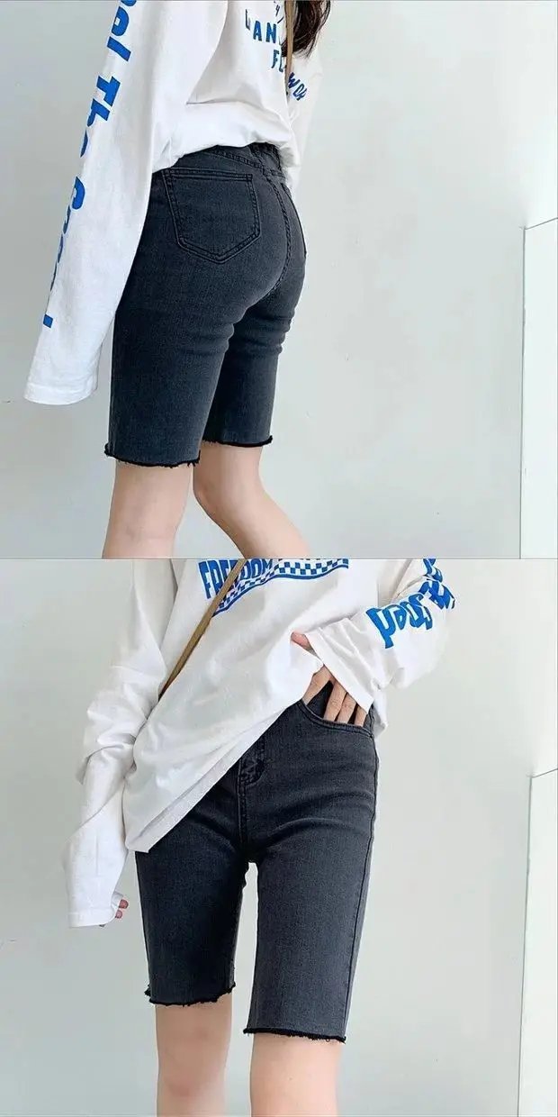 Women High Waist Denim Shorts 2024 Summer Thin Ladies Stretch Skinny Jean Short Pants Solid Color Female Casual Biker Shorts Women High Waist Denim Shorts 2024 Summer Thin Ladies Stretch Skinny Jean Short Pants Solid Color Female Casual Biker Shorts
