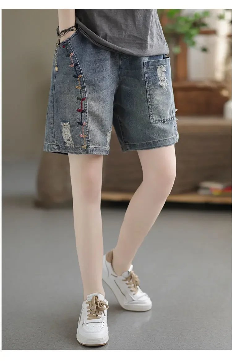 Women's Denim Shorts Jeans Y2k Baggy Modern Woman Pants Short Jean Womens New Kpop Korean Reviews Clothes Youthful Wide Summer