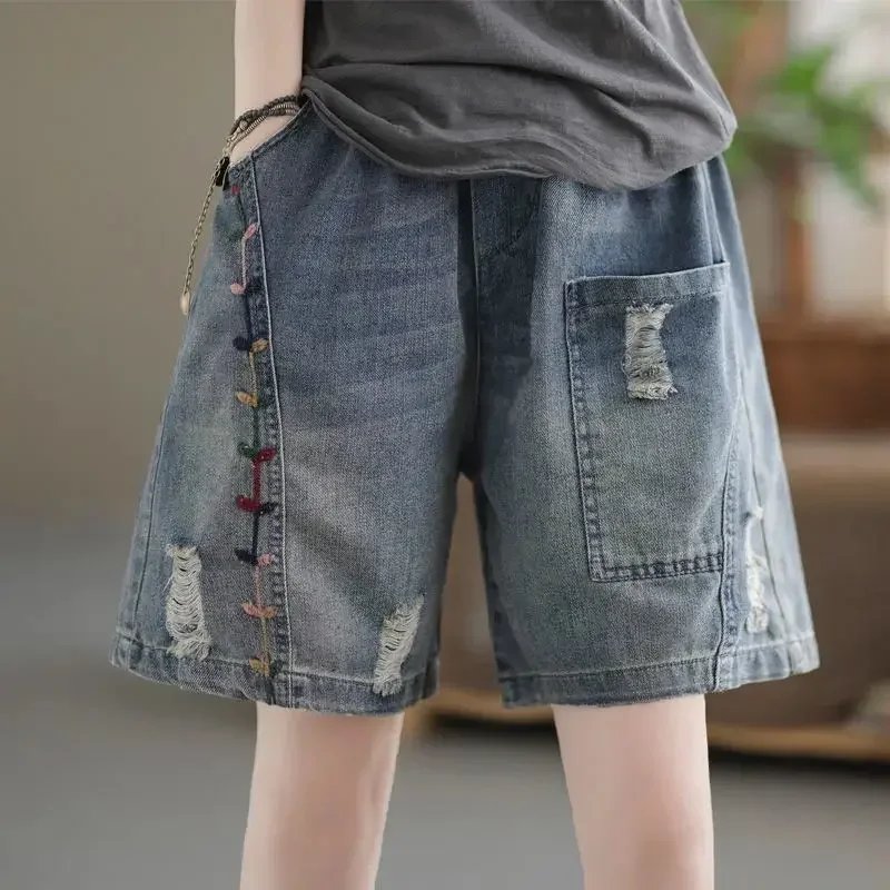 Women's Denim Shorts Jeans Y2k Baggy Modern Woman Pants Short Jean Womens New Kpop Korean Reviews Clothes Youthful Wide Summer