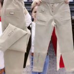 Fashion Simplicity Elastic High Waist Denim Harem Pants Women's Clothing Spring Summer Casual Solid Color All-match Trousers - Image 4