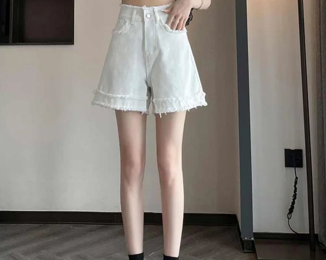 Women's Denim Shorts Baggy Korean Style Loose Wide Female Short Jeans Pants Elegant Kpop Casual Harajuku Fashion Clothing 2024