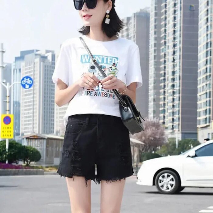 Denim Shorts for Women Micro Mini Short Jean Pants Woman Ripped With Waist Pocket Fashion Clothing 2024 Flowy Hot Casual Elegant - Image 6