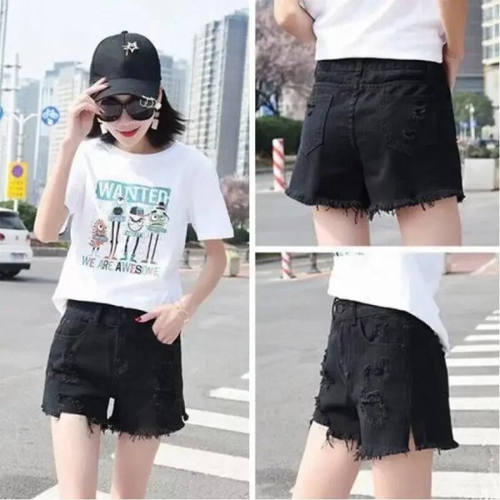 Denim Shorts for Women Micro Mini Short Jean Pants Woman Ripped With Waist Pocket Fashion Clothing 2024 Flowy Hot Casual Elegant - Image 3