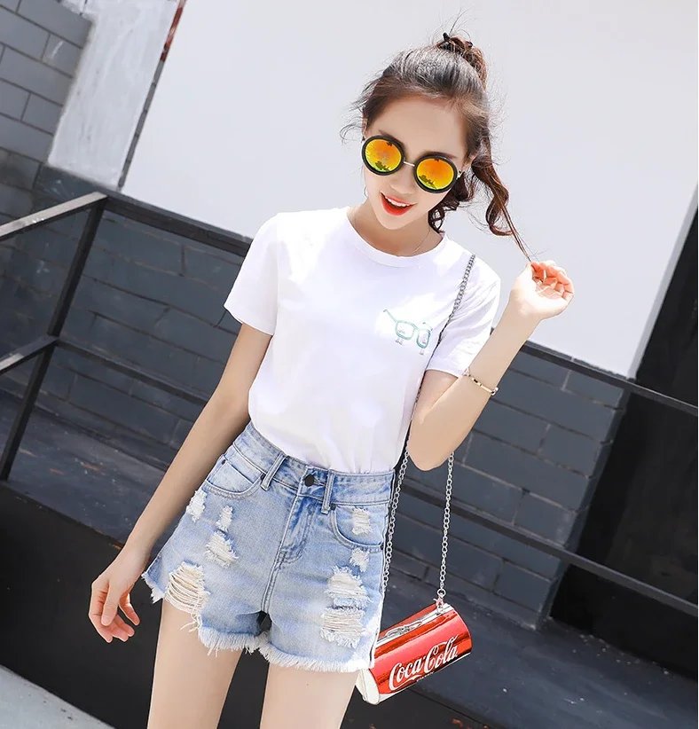 Denim Shorts for Women Micro Mini Short Jean Pants Woman Ripped With Waist Pocket Fashion Clothing 2024 Flowy Hot Casual Elegant