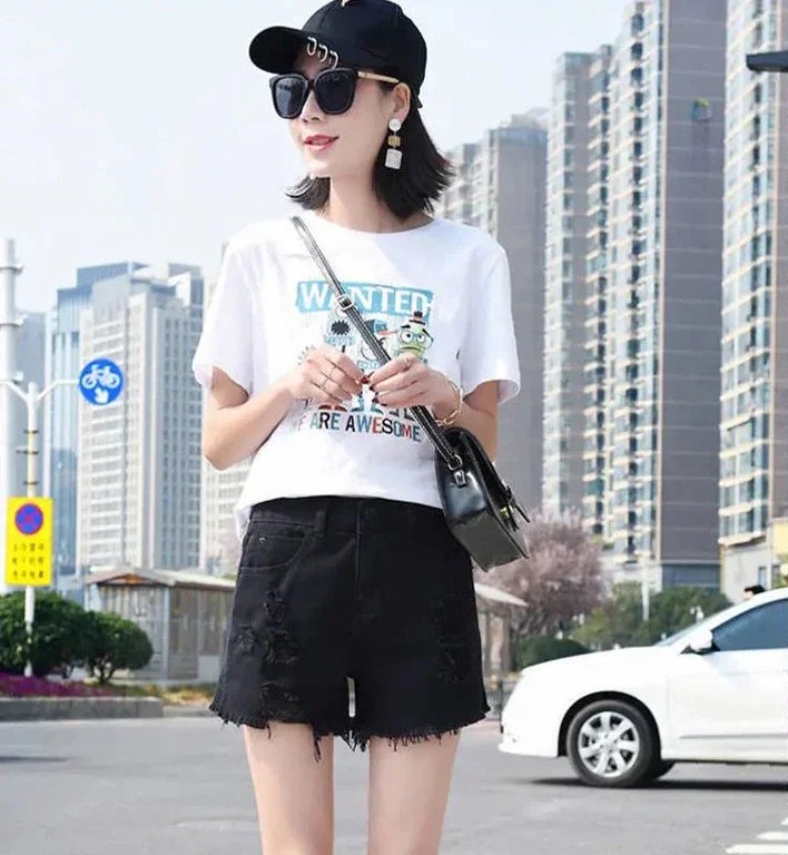 Denim Shorts for Women Micro Mini Short Jean Pants Woman Ripped With Waist Pocket Fashion Clothing 2024 Flowy Hot Casual Elegant