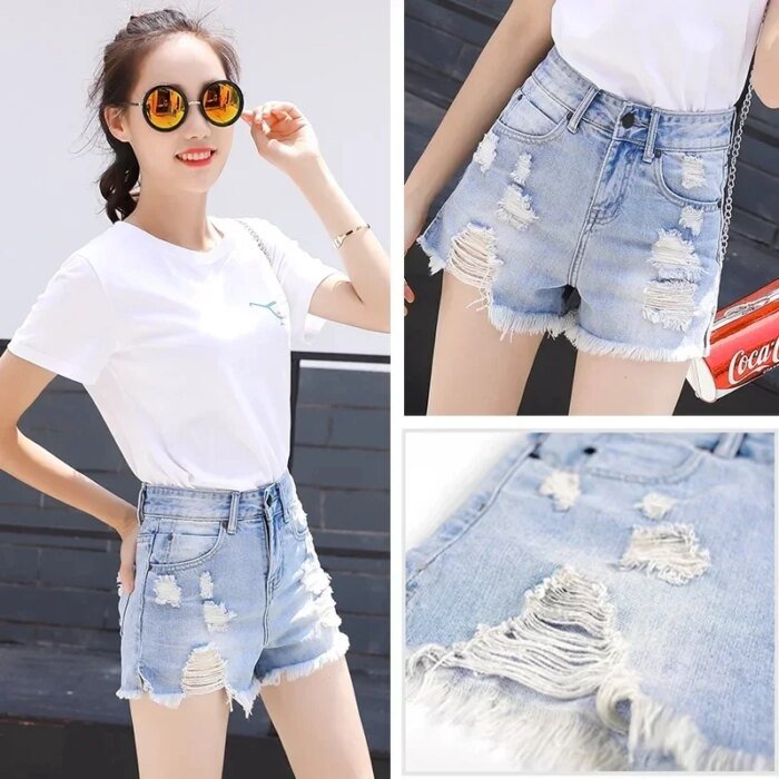 Denim Shorts for Women Micro Mini Short Jean Pants Woman Ripped With Waist Pocket Fashion Clothing 2024 Flowy Hot Casual Elegant - Image 2