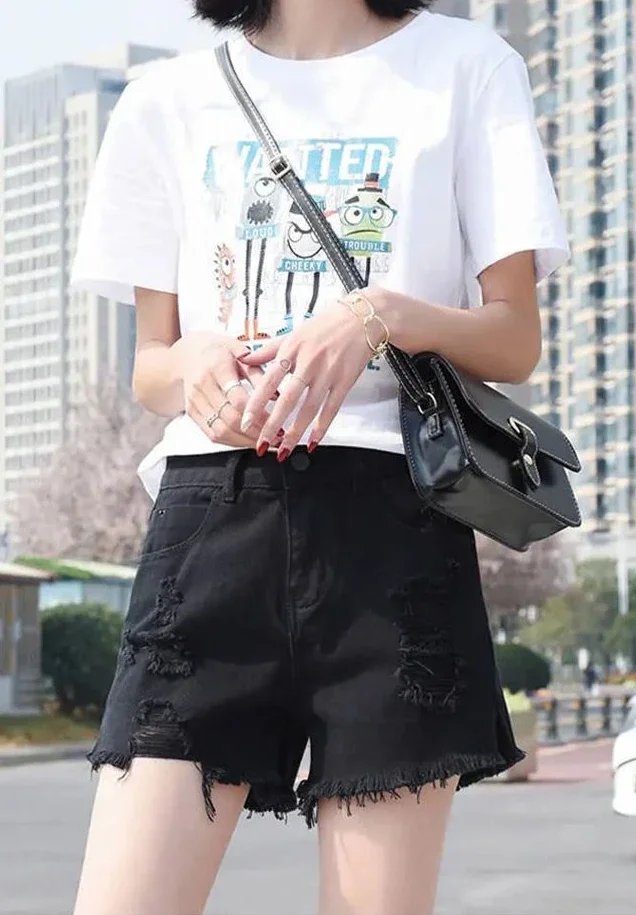 Denim Shorts for Women Micro Mini Short Jean Pants Woman Ripped With Waist Pocket Fashion Clothing 2024 Flowy Hot Casual Elegant