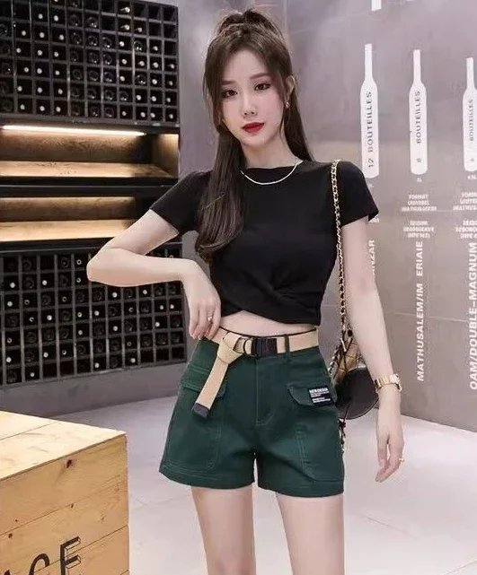 Fashion Shorts for Women Elegant Wide Short Pants Woman Aesthetic Y2k Harajuku XXL Youthful Cheap Outdoor Stretchy Korean Style