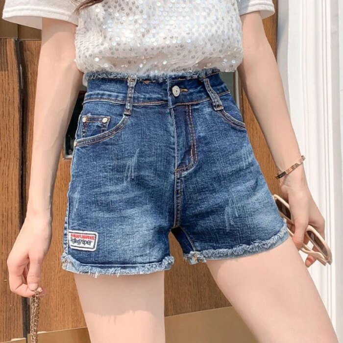 Elasticty Women's Denim Shorts New In Female Short Jeans Pants Wide Flowy Comfy Low Price Kpop Hot Fashion Clothing 2024 XXL XL - Image 1