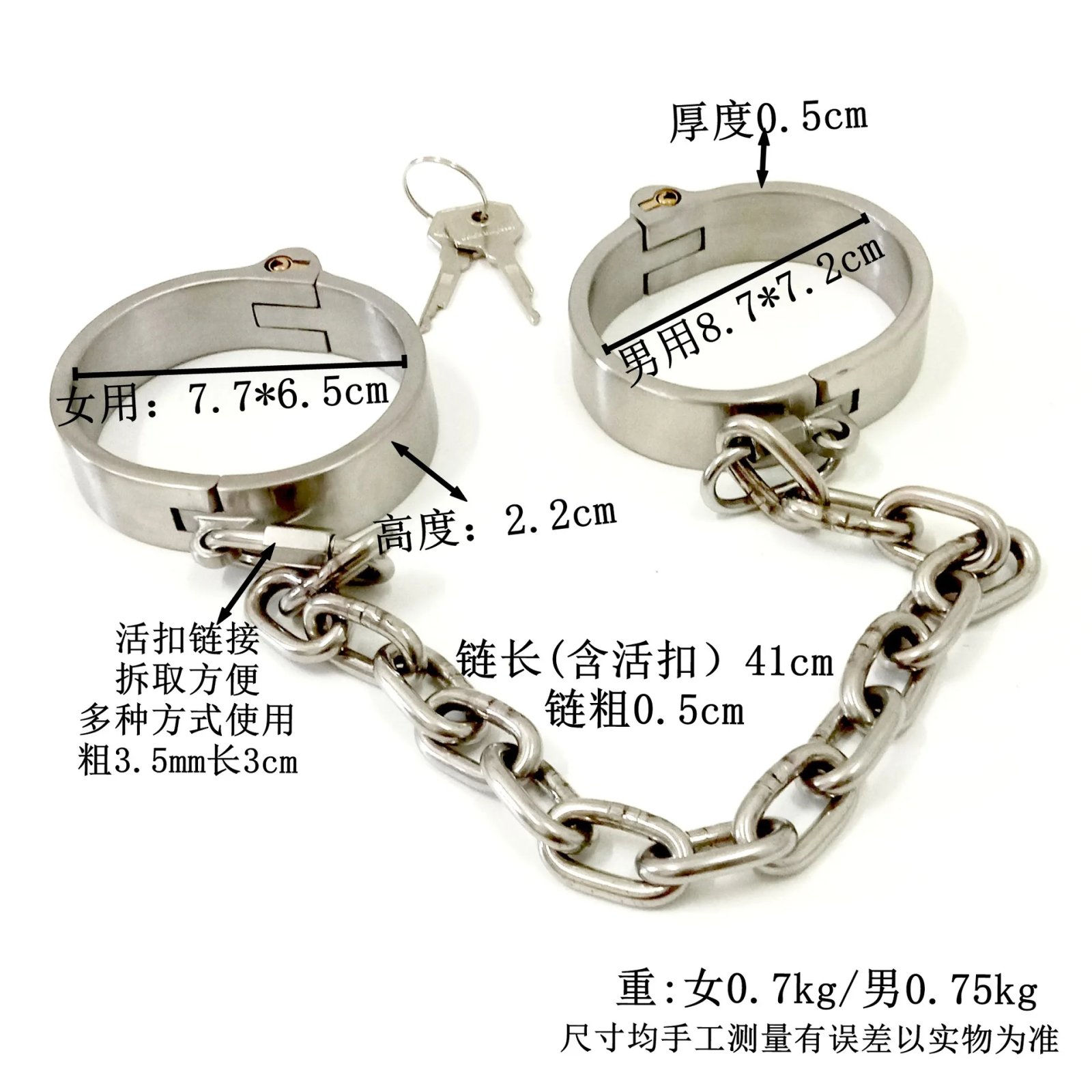 Stainless Steel Metal Neck Collar Handcuffs Ankle Cuffs Slave BDSM Bondage Set Detachable Metal Wrist Cuffs Foot Cuff Sexy Toys