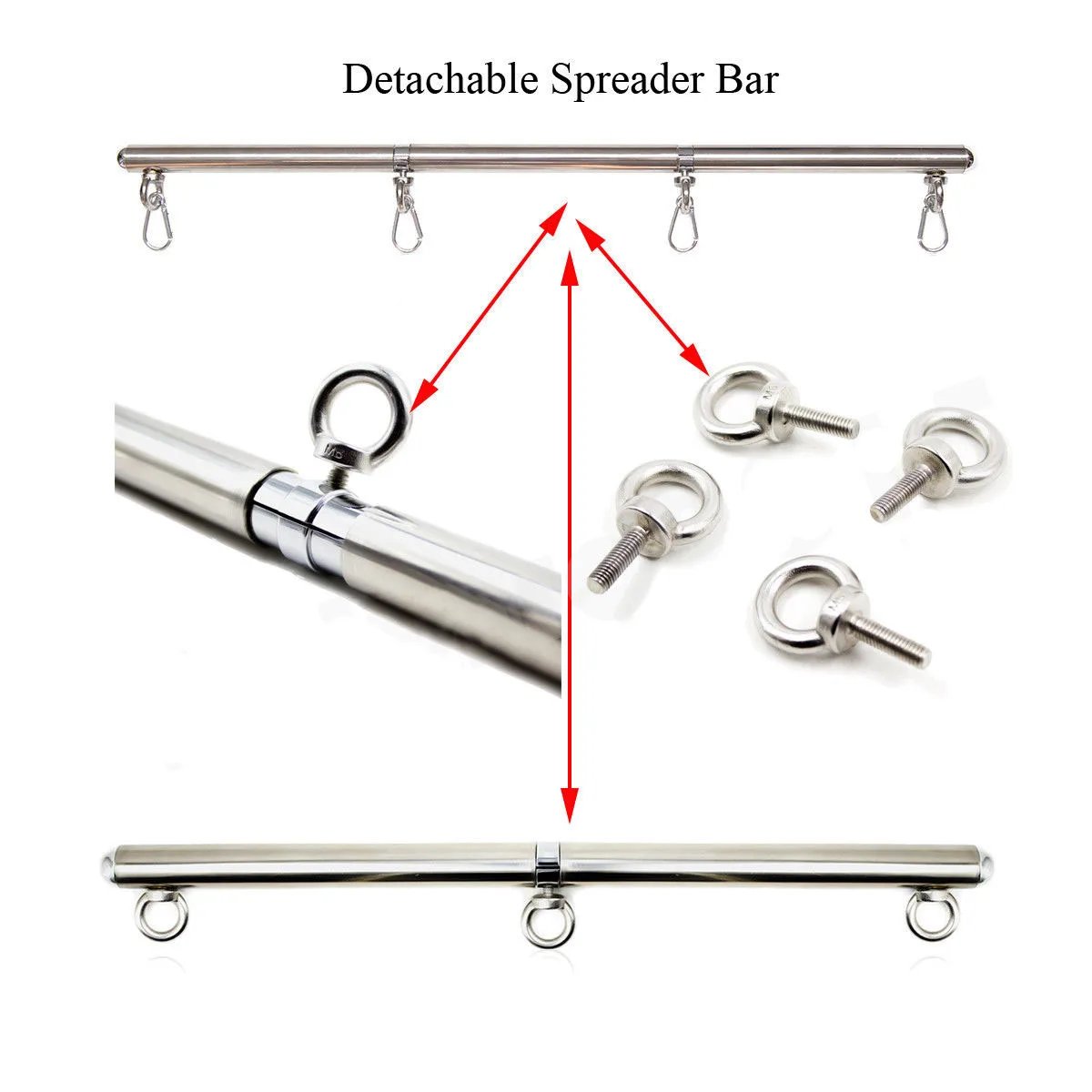 Stainless Steel Adjustable Open Leg Bar Handcuffs Ankle Cuffs Bondage Set Sex Slave Restraints Dog Collar Sex Toys BDSM