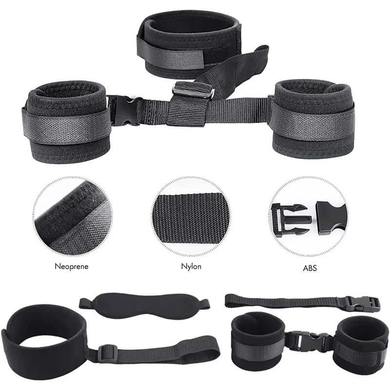 Adult Games Adjustable Erotic Handcuffs And Blindfold Sex Toys For Women Couple Collar Erotic Bdsm Bondage Set Chastity Sex Shop