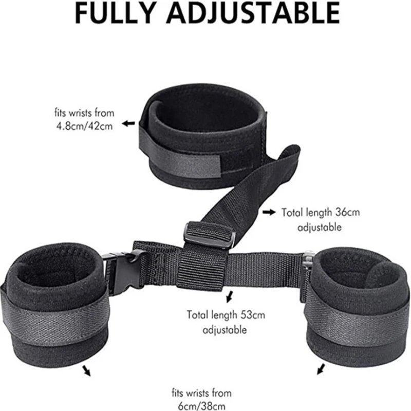 Adult Games Adjustable Erotic Handcuffs And Blindfold Sex Toys For Women Couple Collar Erotic Bdsm Bondage Set Chastity Sex Shop