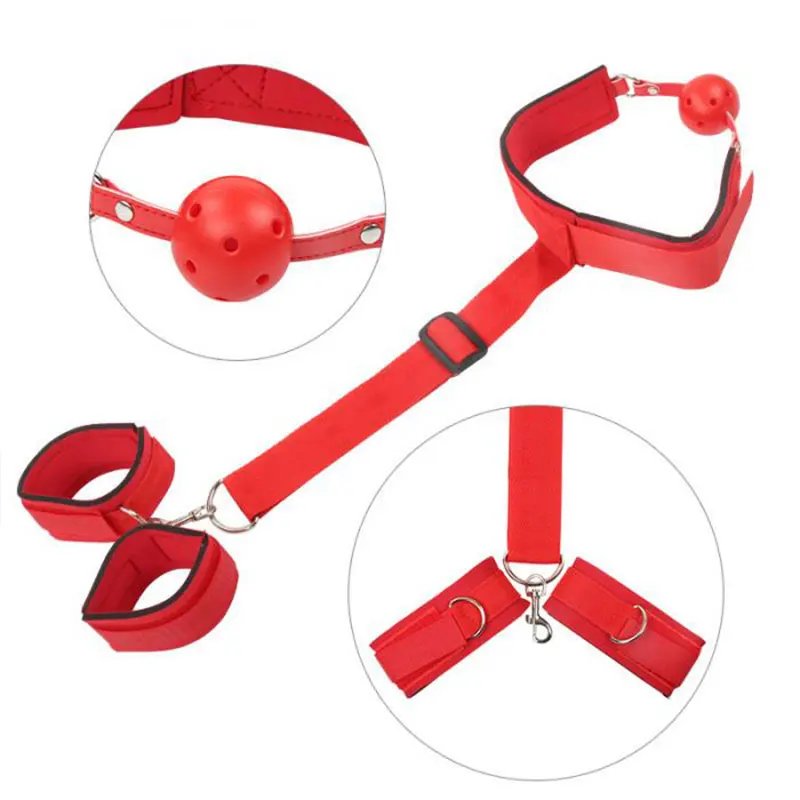 Adult Games Adjustable Erotic Handcuffs And Blindfold Sex Toys For Women Couple Collar Erotic Bdsm Bondage Set Chastity Sex Shop