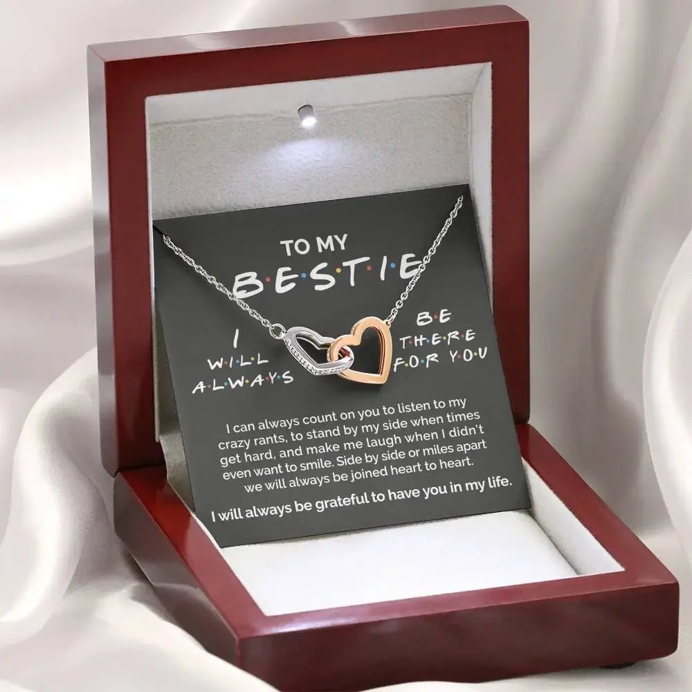 Gifts To My Bestie Double Interlocked Heart Necklace Fashion Women Girl Fusional Love Best Friends Necklaces 2023 Dropshipping