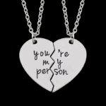 2Pcs You're My Person Necklace for Women Men Fashion Heart Shaped Stitching Choker Friendship Best Friends Valentine's Day Gift