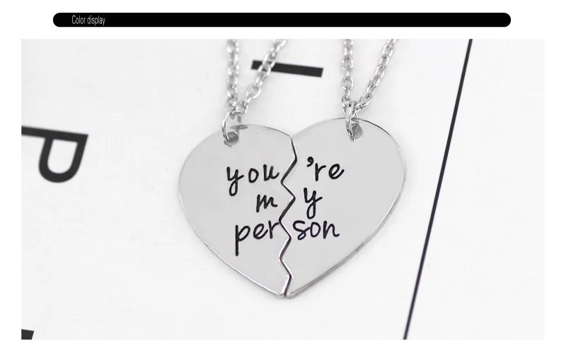 2Pcs You're My Person Necklace for Women Men Fashion Heart Shaped Stitching Choker Friendship Best Friends Valentine's Day Gift 2Pcs You're My Person Necklace for Women Men Fashion Heart Shaped Stitching Choker Friendship Best Friends Valentine's Day Gift