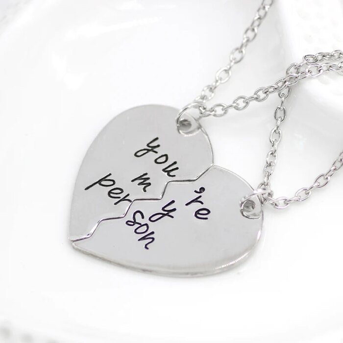 2Pcs You're My Person Necklace for Women Men Fashion Heart Shaped Stitching Choker Friendship Best Friends Valentine's Day Gift - Image 5