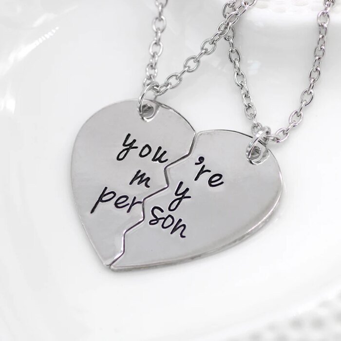 2Pcs You're My Person Necklace for Women Men Fashion Heart Shaped Stitching Choker Friendship Best Friends Valentine's Day Gift - Image 4