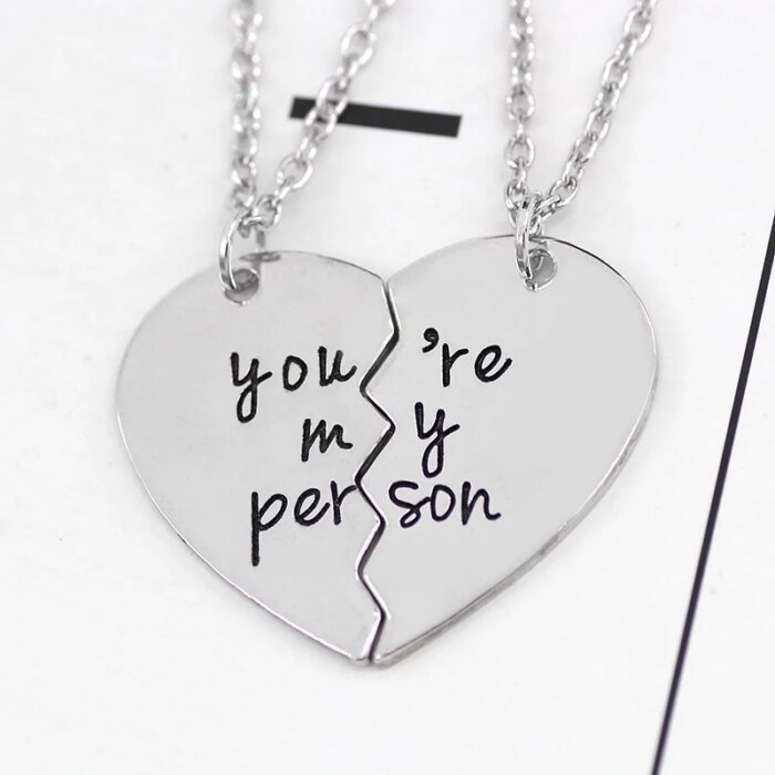 2Pcs You're My Person Necklace for Women Men Fashion Heart Shaped Stitching Choker Friendship Best Friends Valentine's Day Gift - Image 6