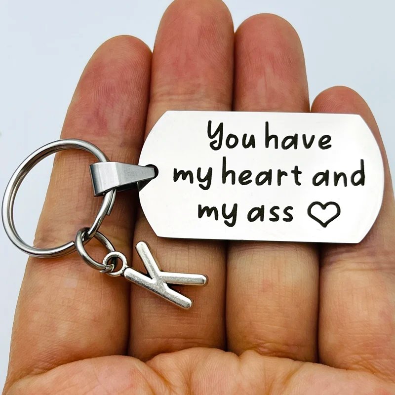 Funny Keychain You Have My Heart Personalized Valentine's Day Gift for Boyfriend Couple Keyring Gift for Girlfriend Naughty Gift