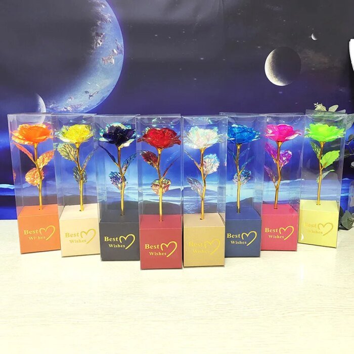Valentines Day Gift for Girlfriend Eternal Rose LED Light Foil Flower In Glass Cover Mothers Day Wedding favors Bridesmaid Gift - Image 4