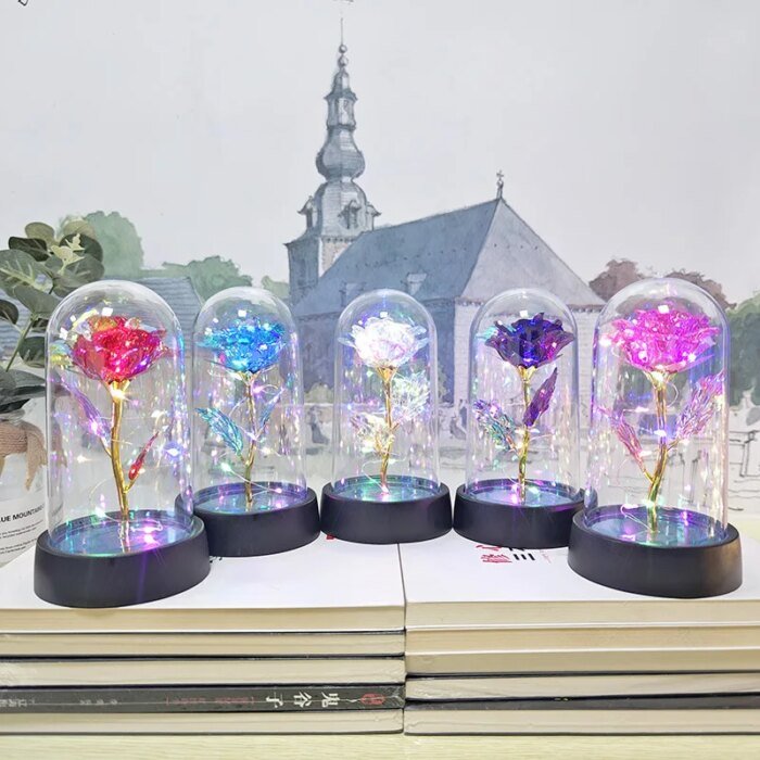 Valentines Day Gift for Girlfriend Eternal Rose LED Light Foil Flower In Glass Cover Mothers Day Wedding favors Bridesmaid Gift - Image 3
