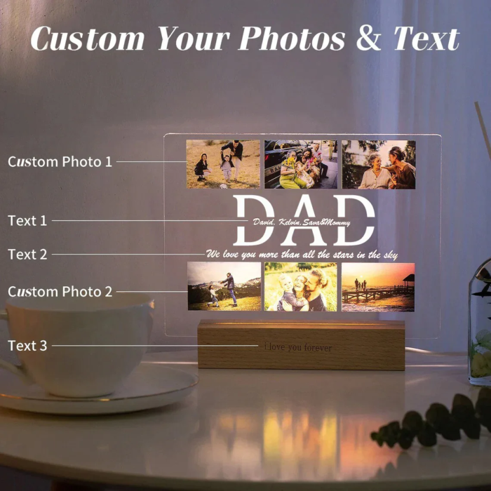 Custom Acrylic Lamp Personalized Photo Text Bedroom Night Light MOM DAD LOVE Friend Family Day Wedding Birthday Christmas Gift - Image 4